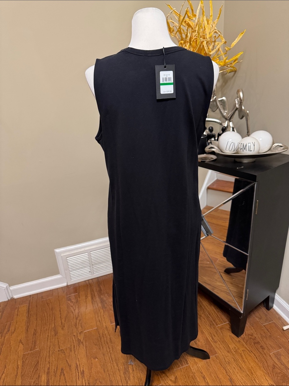 DKNY Black Maxi Tank Dress with Copper/Gold Logo Size L NWT - Picture 3 of 4